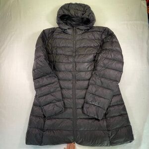 Eddie Bauer Black Packable Quilted Cirruslite Down Hooded Puffer Jacket Size XL